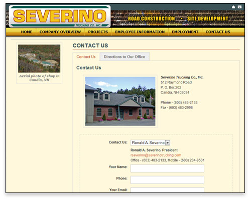 Severino Trucking - Contact Page Design Severino Trucking - Contact Page Design