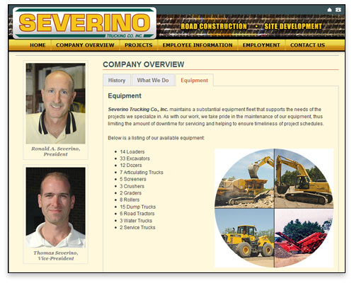 Severino Trucking - Company Page Design Severino Trucking - Company Page Design